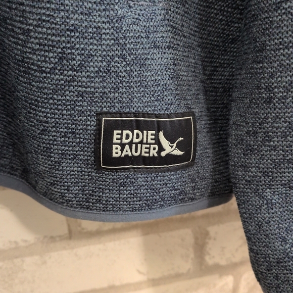 NWT Eddie Bauer Men’s XL Classic Sweater Fleece 1/4 Button Blue Heathered New - Picture 3 of 5